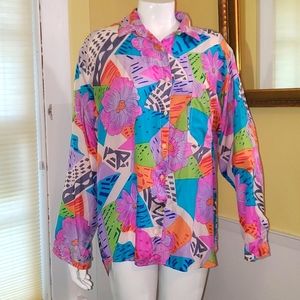 WOW Bold! Vintage geometric silk buttondown!